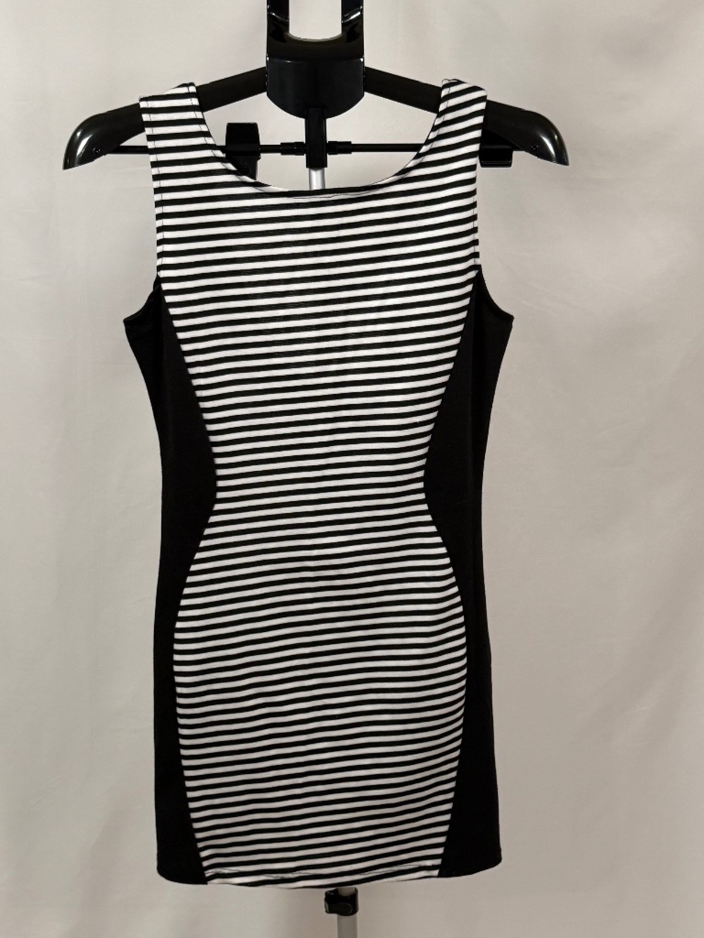 Deb Black White Striped Bodycon Dress M